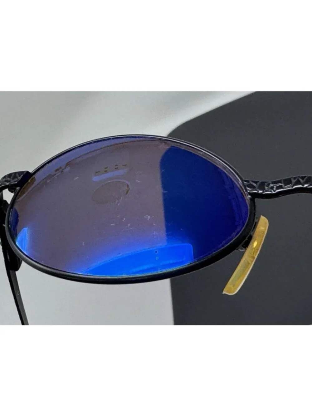 Vintage REVO PYTHON Black Metal Oval Mirror Sunglasses Scratches On Glass Lenses